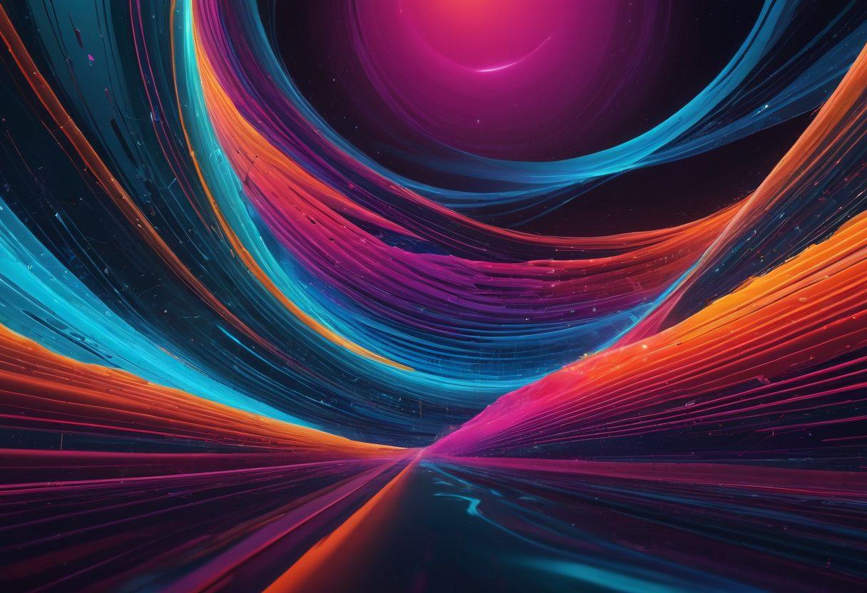 A vibrant, surreal landscape with twisting, spiraling holes that morph into data streams, transforming traditional web services depicted as classic terminals and modern web apps. The scene should blend elements of classic and modern technology, with a sense of dynamism and abstraction. vivid colors. immersive depth. futuristic art style.